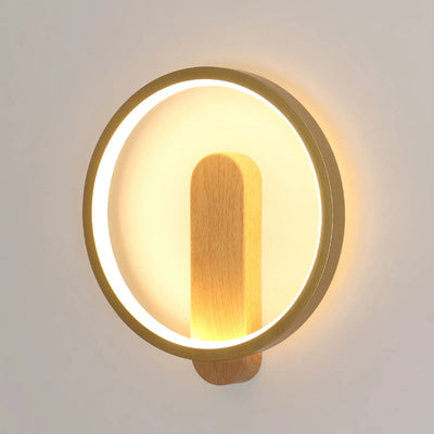 Applique Murale Circulaire 13W – Lumière Chaude 3000K avec Finition Bois